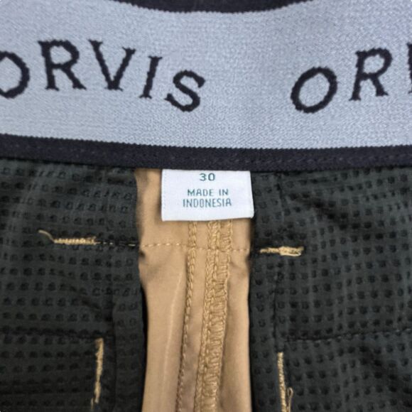 Orvis Tech Shorts Men's 30 Khaki Cargo Pocket Performance Hiking Stretch - Picture 9 of 15